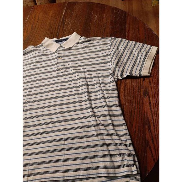 XL Tommy Hilfiger Blue White Cotton Short Sleeve Polo Shirt Collared Top - Picture 2 of 4